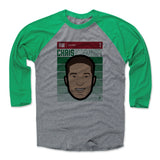 Mens Baseball T-Shirt Green / Heather Gray