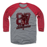 Mens Baseball T-Shirt Red / Heather Gray
