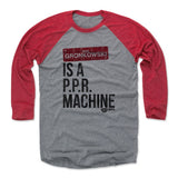 Mens Baseball T-Shirt Red / Heather Gray