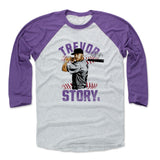Mens Baseball T-Shirt Purple / Ash