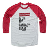 Mens Baseball T-Shirt Red / Ash